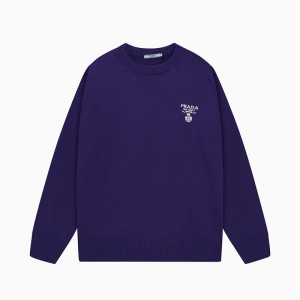 레플리카 [S~2XL]프라다 로고 라운드 니트 퍼플