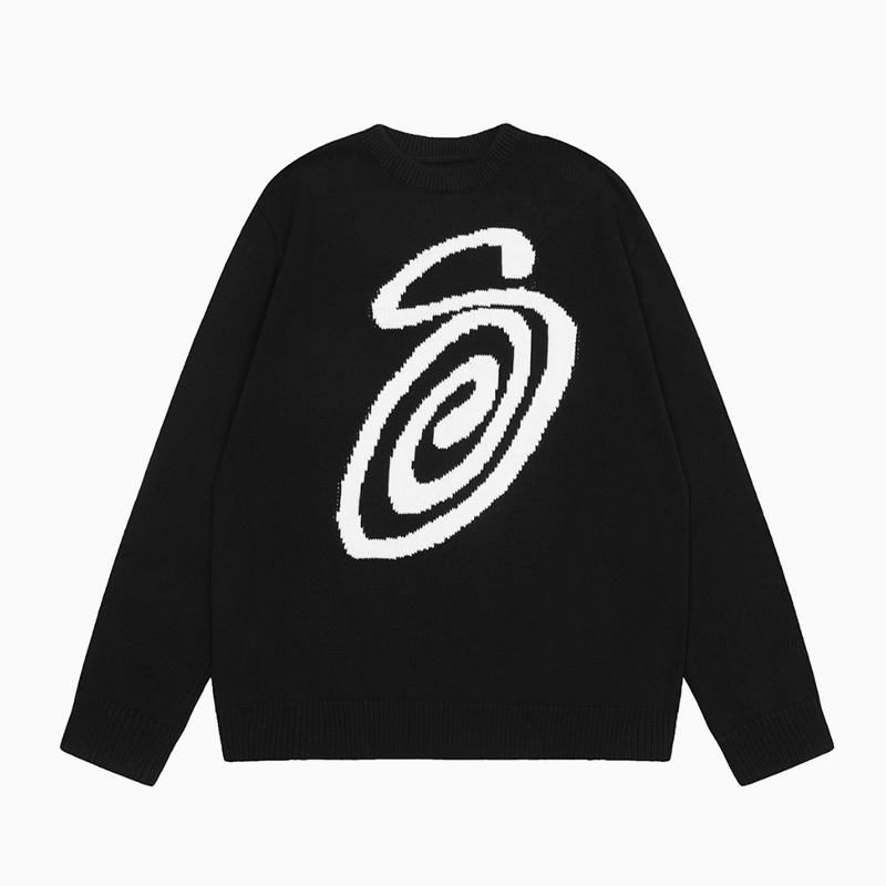 [S~XL]스투시 S 컬리 니트 스웨터 블랙