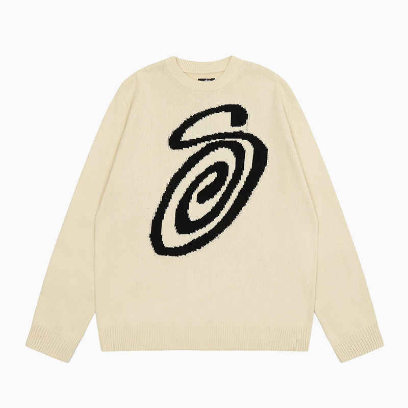 [S~XL]스투시 S 컬리 니트 스웨터 아이보리